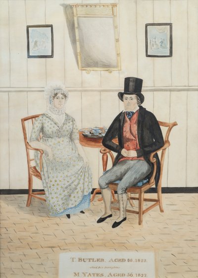 Portret van T. Butler en zijn dochter M. Yates, c.1822 door English School